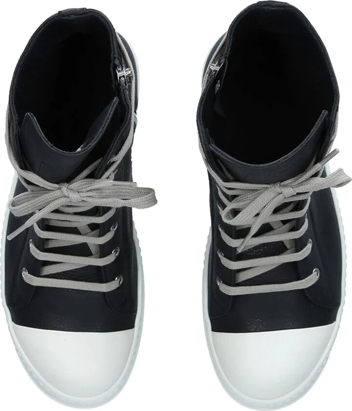 Rick Owens Leather High-Top Sneakers - Image 4