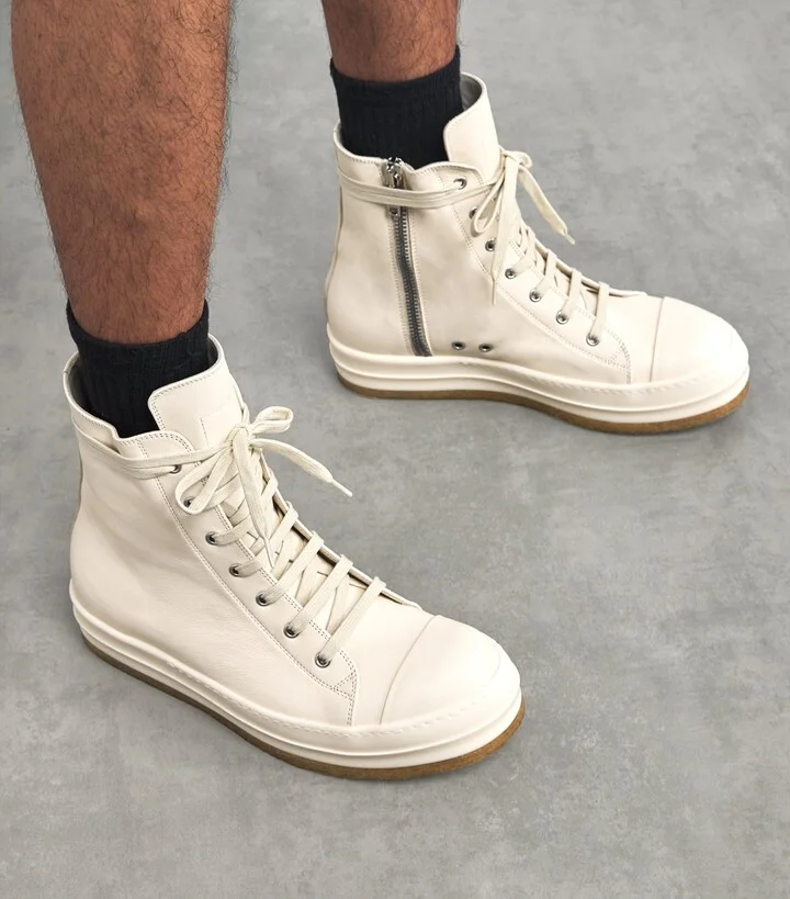 Rick Owens Leather High-Top Sneakers - Image 2