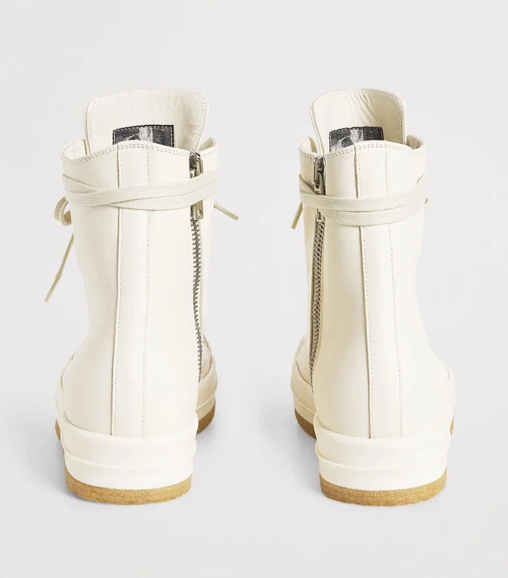 Rick Owens Leather High-Top Sneakers - Image 4