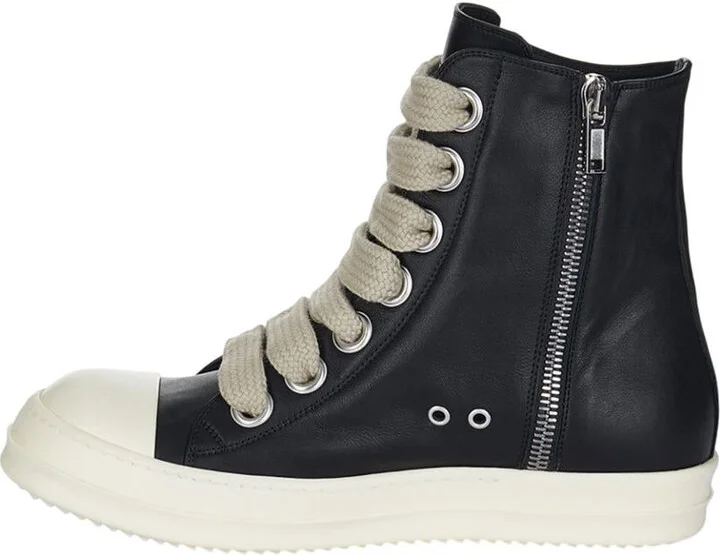 Rick Owens Leather High-Top Sneakers - Image 4