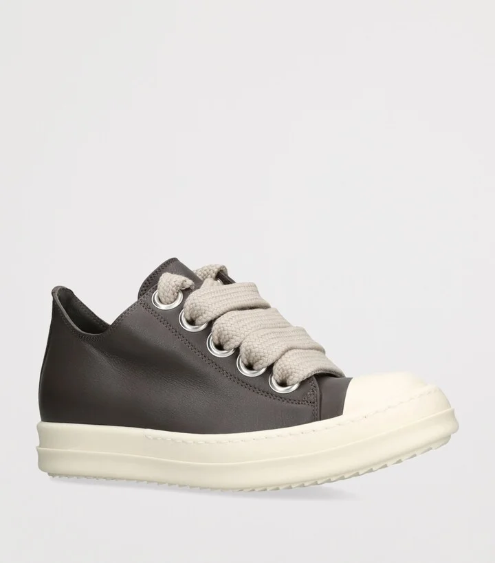 Rick Owens Leather Jumbo-Lace Sneakers - Image 3