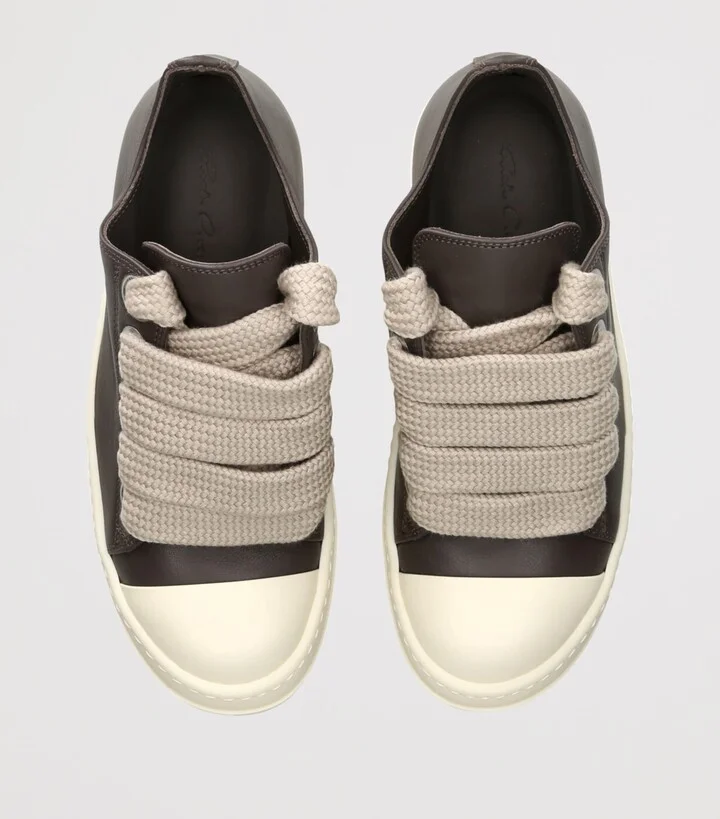 Rick Owens Leather Jumbo-Lace Sneakers - Image 4