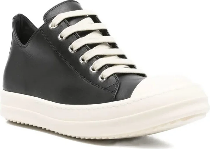 Rick Owens Leather Lace-Up Sneakers - Image 2