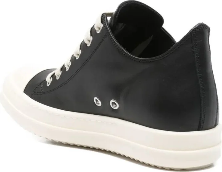 Rick Owens Leather Lace-Up Sneakers - Image 3