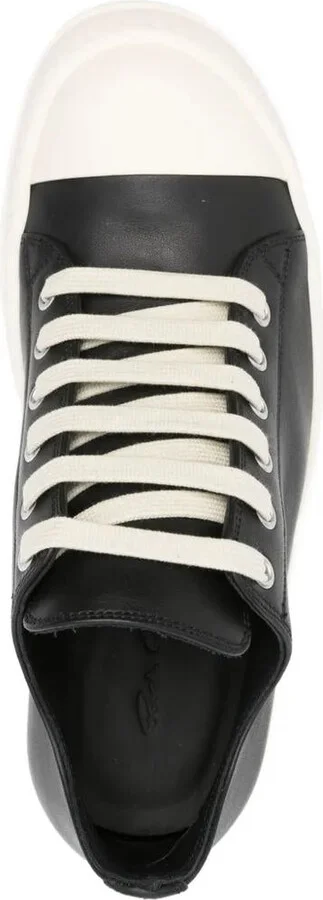 Rick Owens Leather Lace-Up Sneakers - Image 4
