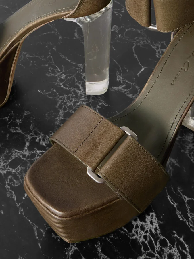 Rick Owens - Leather Platform Sandals - Brown - Image 4