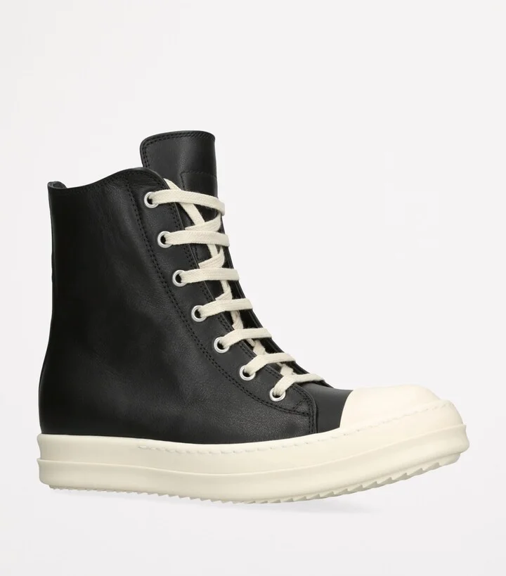 Rick Owens Leather Porterville High-Top Sneakers - Image 3