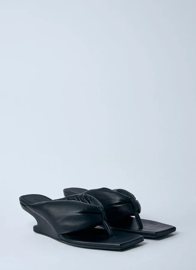 Rick Owens Leather Thong Wedge Sandals - Woman Sandals Black Eu - 36 - Image 2
