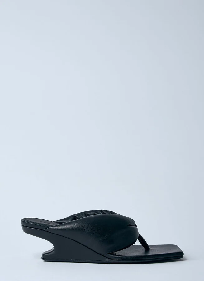 Rick Owens Leather Thong Wedge Sandals - Woman Sandals Black Eu - 36