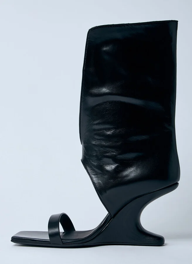 Rick Owens Leather Winged Wedge Sandals - Woman Sandals Black Eu - 36 - Image 4
