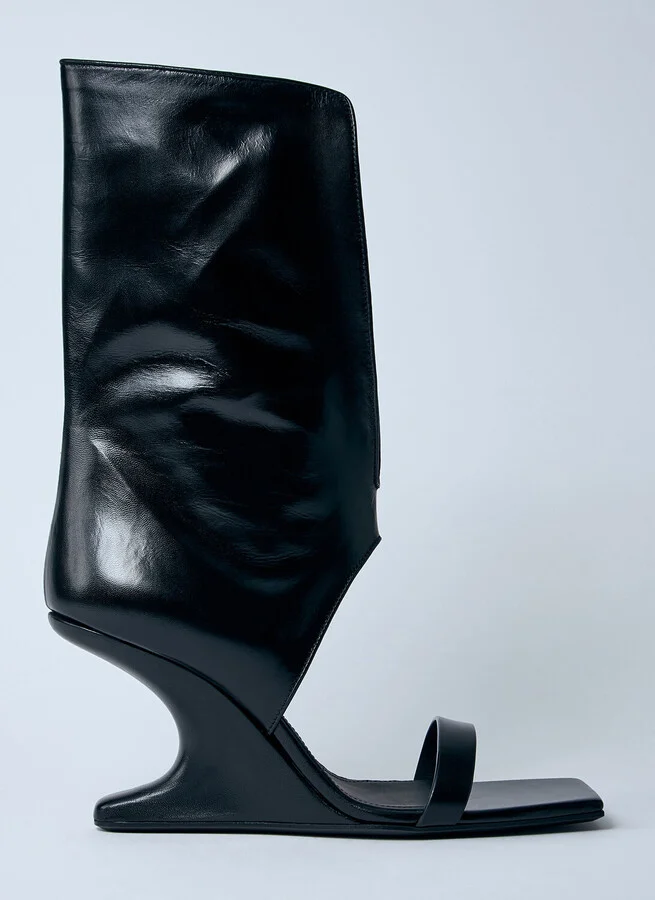 Rick Owens Leather Winged Wedge Sandals - Woman Sandals Black Eu - 36