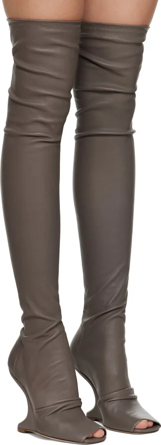 Rick Owens Lilies Gray Porterville Cantilever 11 Tall Boots - Image 4