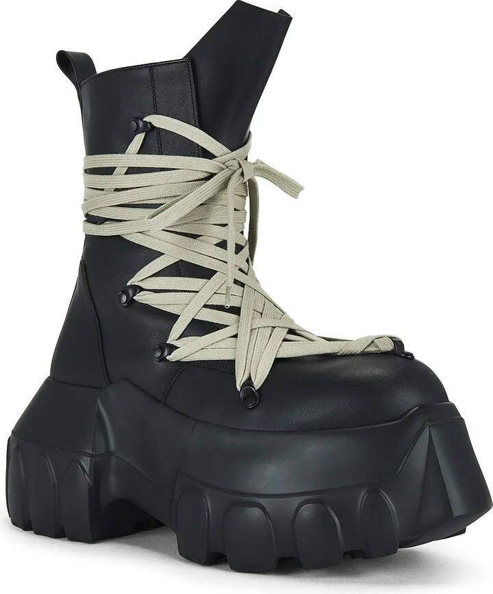 Rick Owens Megalaced Mega Tractor Boots in Black - Image 2