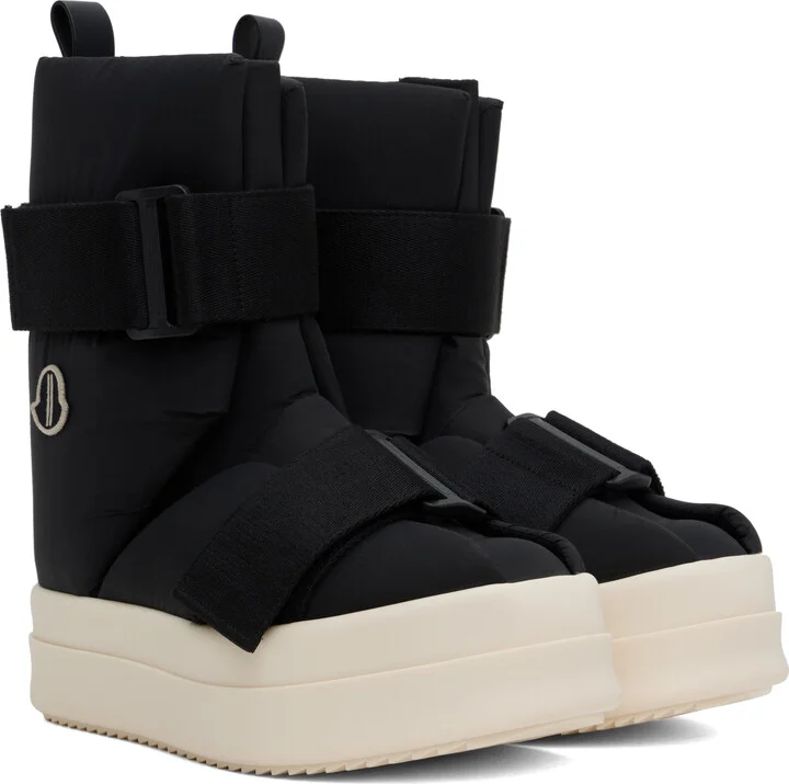Rick Owens Moncler + Rick Owens Black Low Splint Boots - Image 4