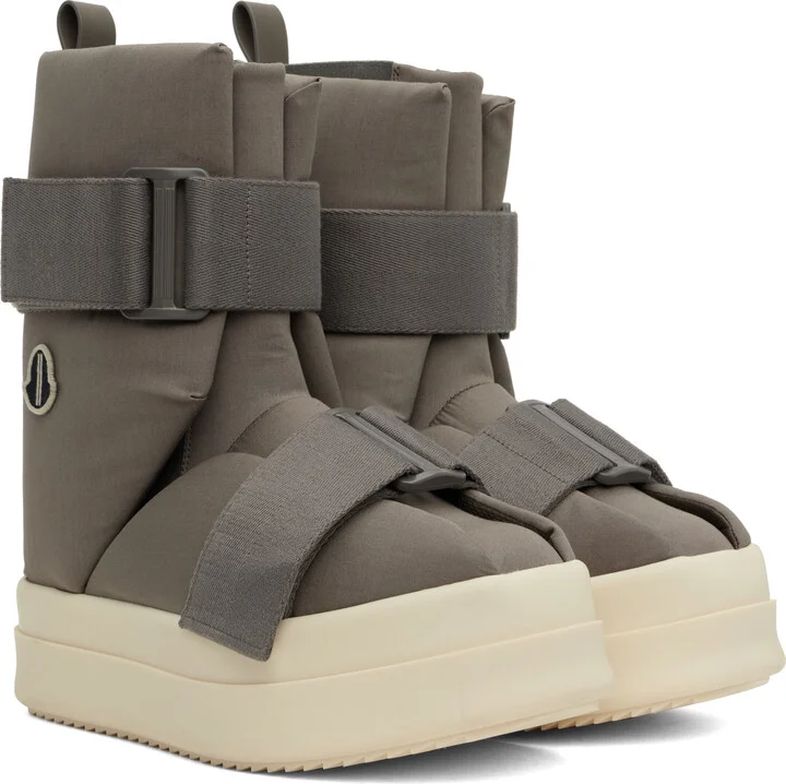 Rick Owens Moncler + Rick Owens Gray Low Splint Boots - Image 4