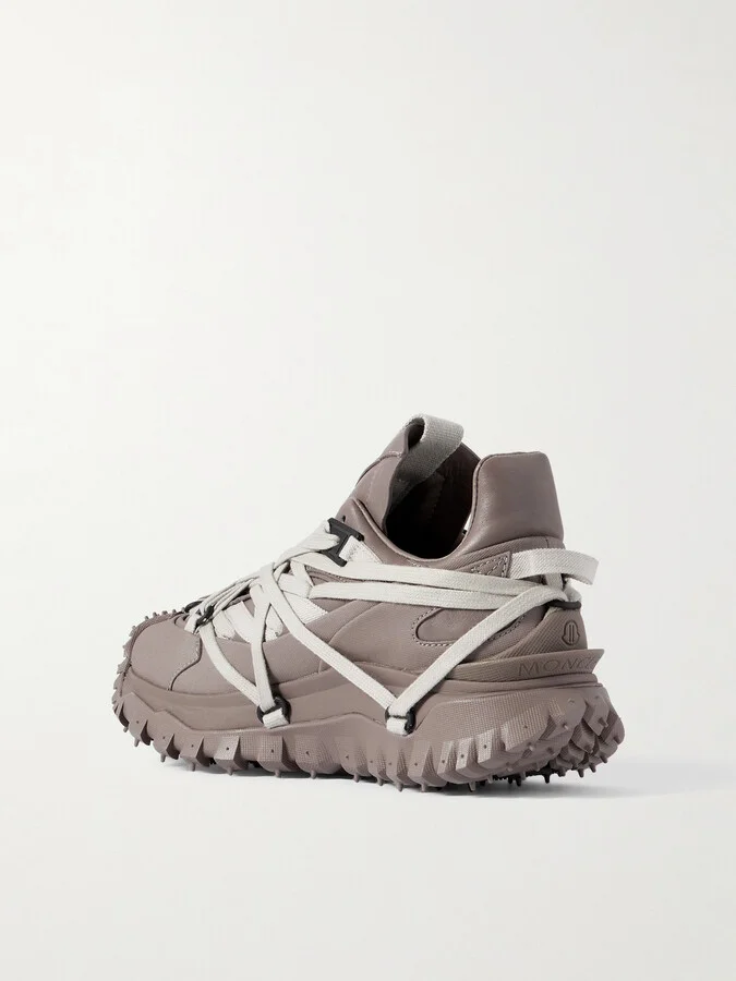 Rick Owens - + Moncler Trailgrip Megalace Leather-trimmed Canvas Sneakers - Brown - Image 3