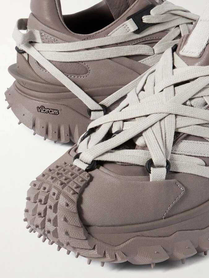 Rick Owens - + Moncler Trailgrip Megalace Leather-trimmed Canvas Sneakers - Brown - Image 4