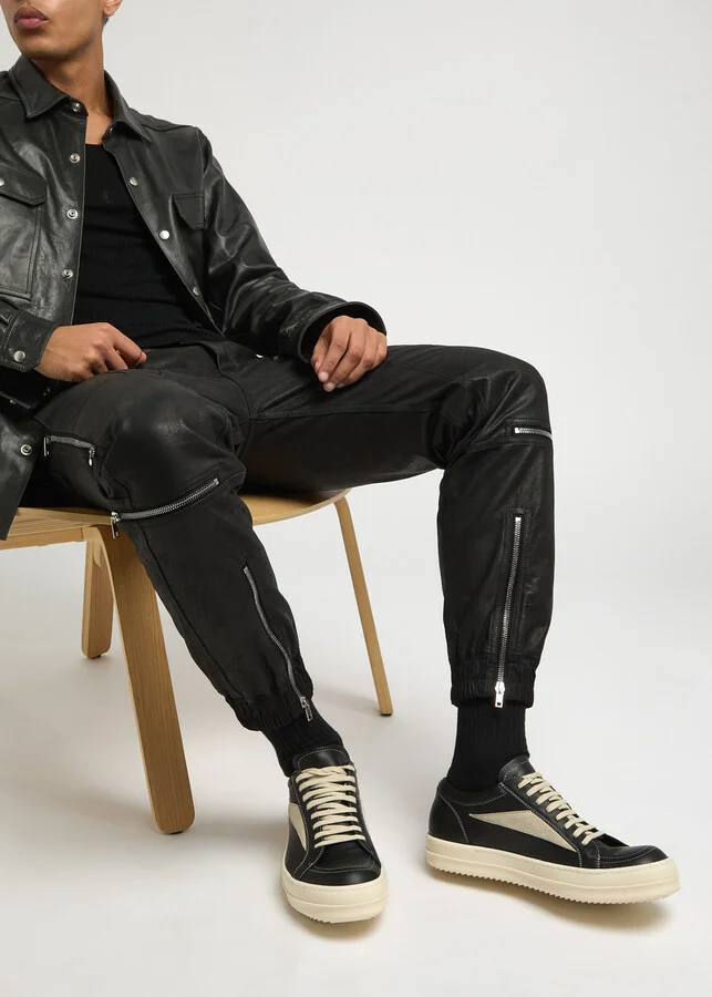 Rick Owens Panelled Leather Sneakers - Image 5