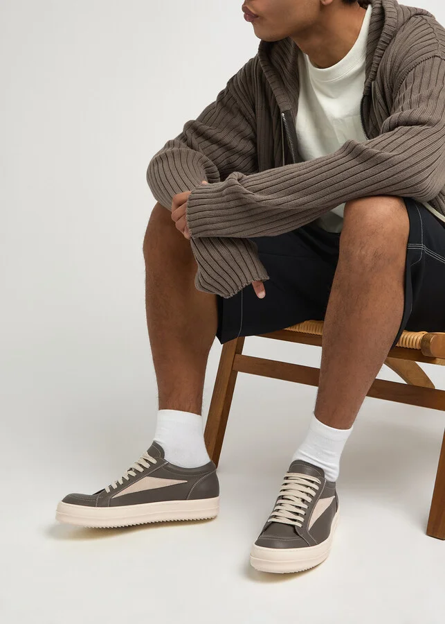 Rick Owens Panelled Leather Sneakers - Image 9