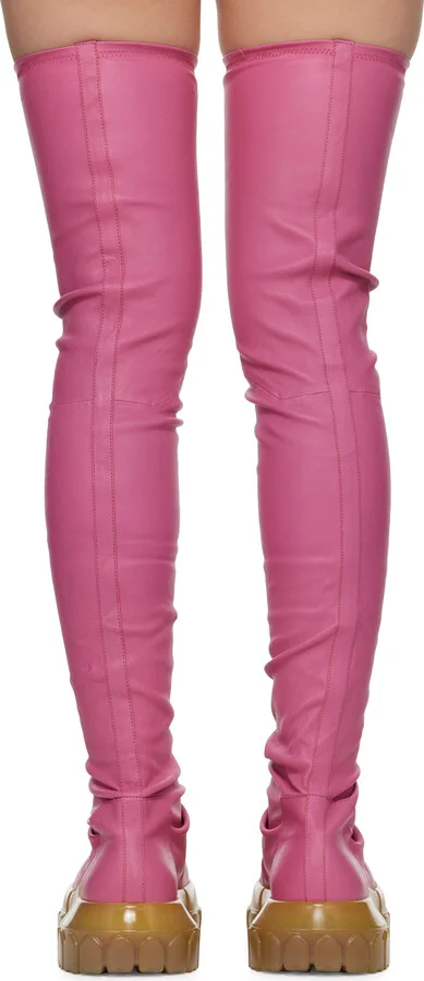 Rick Owens Pink Bozo Stocking Tractor Boots - Image 2