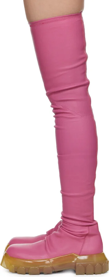 Rick Owens Pink Bozo Stocking Tractor Boots - Image 3