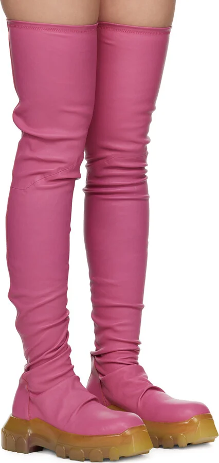 Rick Owens Pink Bozo Stocking Tractor Boots - Image 4