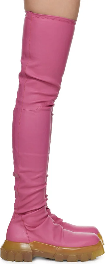 Rick Owens Pink Bozo Stocking Tractor Boots