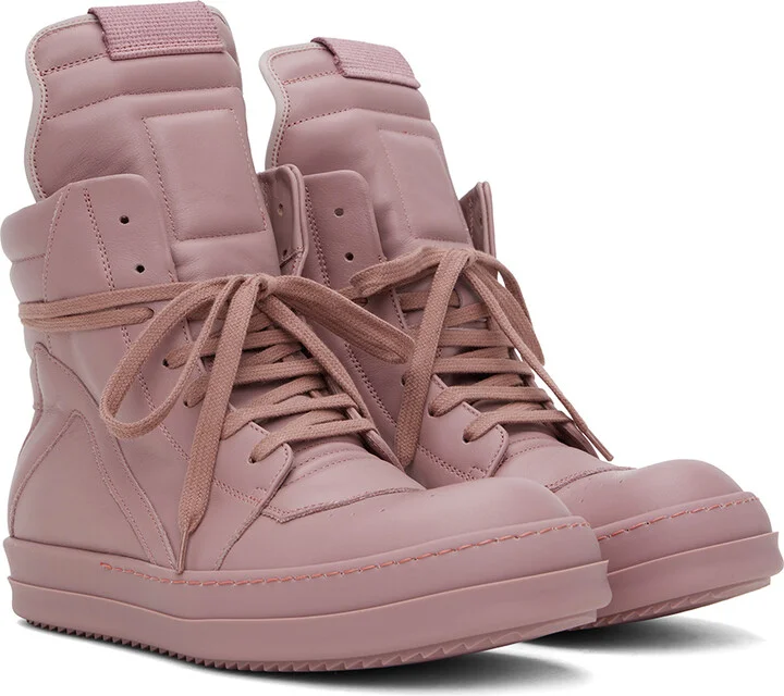 Rick Owens Pink Geobasket Sneakers - Image 4