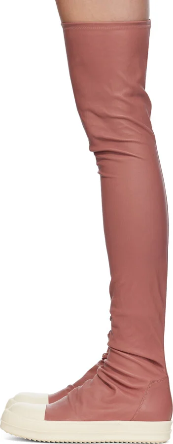 Rick Owens Pink Porterville Rider Stocking Tall Boots - Image 3