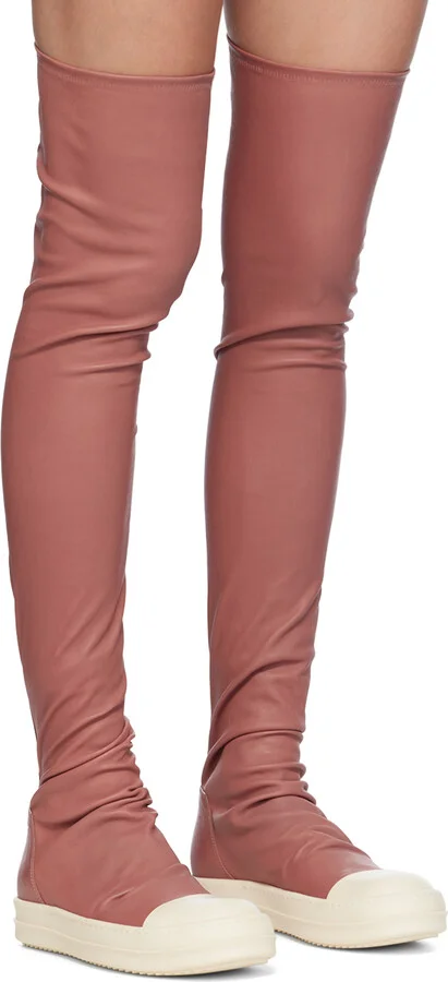 Rick Owens Pink Porterville Rider Stocking Tall Boots - Image 4