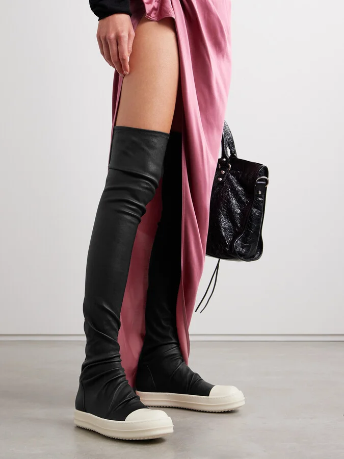 Rick Owens - Rubber-trimmed Leather Over-the-knee Boots - Black - Image 2