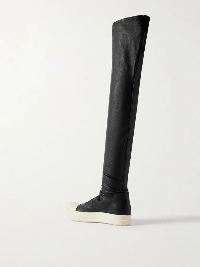 Rick Owens - Rubber-trimmed Leather Over-the-knee Boots - Black - Image 3