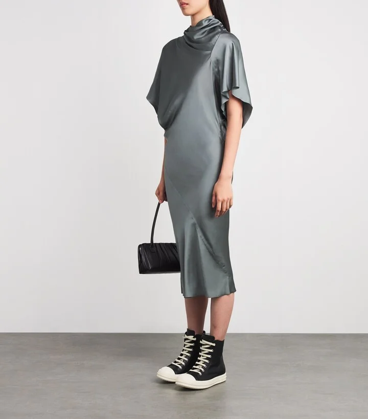 Rick Owens Satin Asymmetric Seb Midi Dress - Image 2
