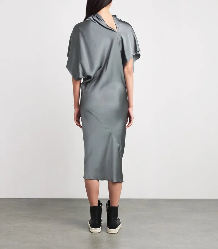 Rick Owens Satin Asymmetric Seb Midi Dress - Image 3