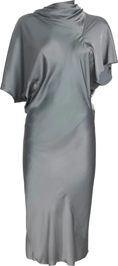 Rick Owens Satin Asymmetric Seb Midi Dress
