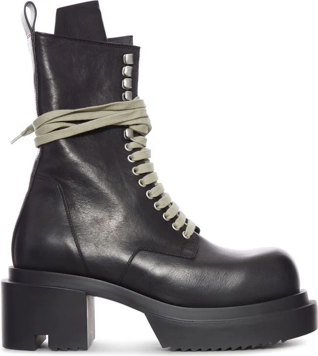 Rick Owens Square Heeled Lace-Up Boots