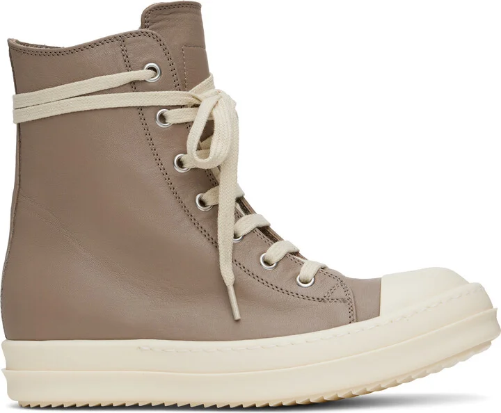 Rick Owens Taupe Hollywood Leather Sneakers