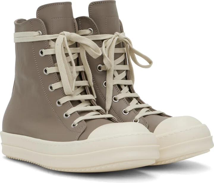 Rick Owens Taupe Hollywood Sneakers - Image 4