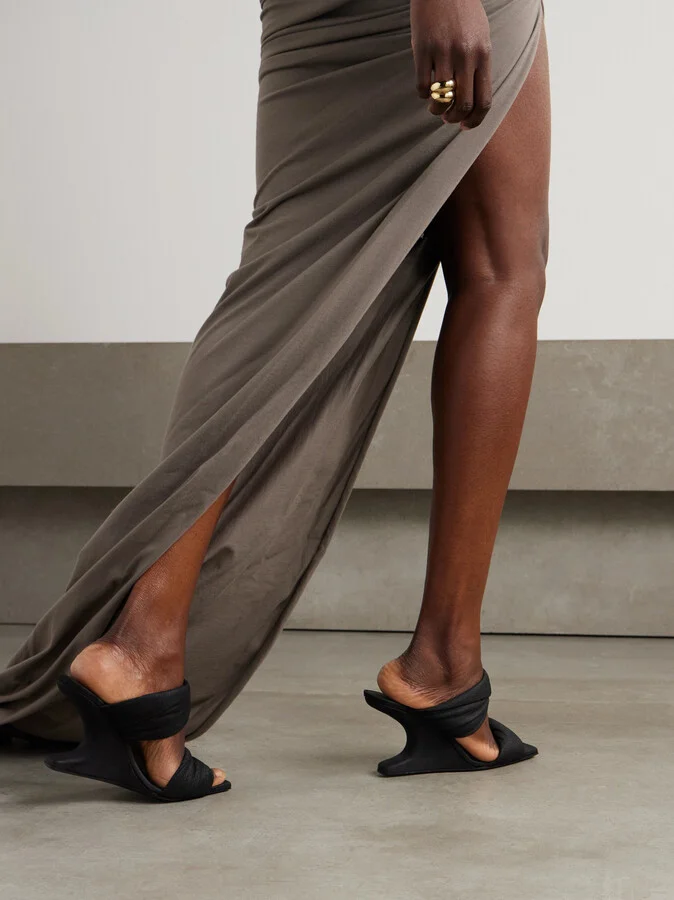 Rick Owens - Twisted Cantilever Suede Wedge Mules - Black - Image 2
