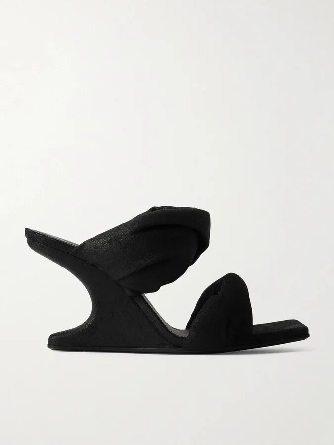 Rick Owens - Twisted Cantilever Suede Wedge Mules - Black