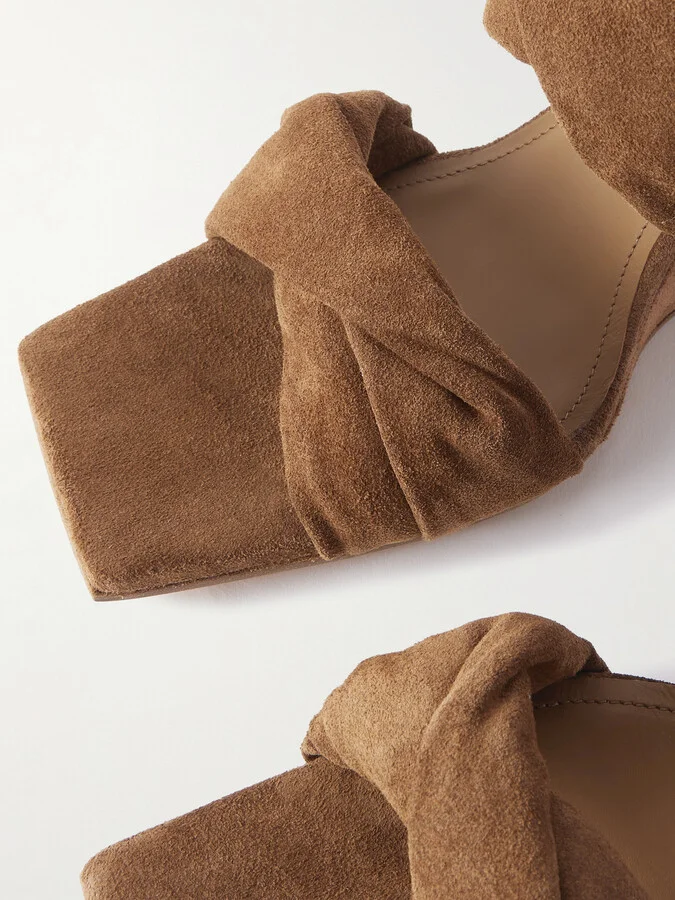 Rick Owens - Twisted Cantilever Suede Wedge Mules - Brown - Image 4