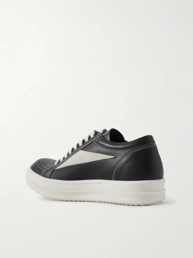Rick Owens - Vintage Suede-trimmed Leather Sneakers - Black - Image 3