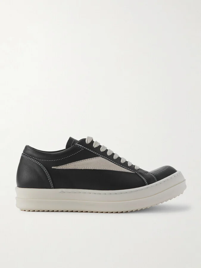 Rick Owens - Vintage Suede-trimmed Leather Sneakers - Black