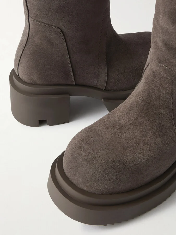 Rick Owens - Wader Bogun Suede Over-the-knee Platform Boots - Brown - Image 4