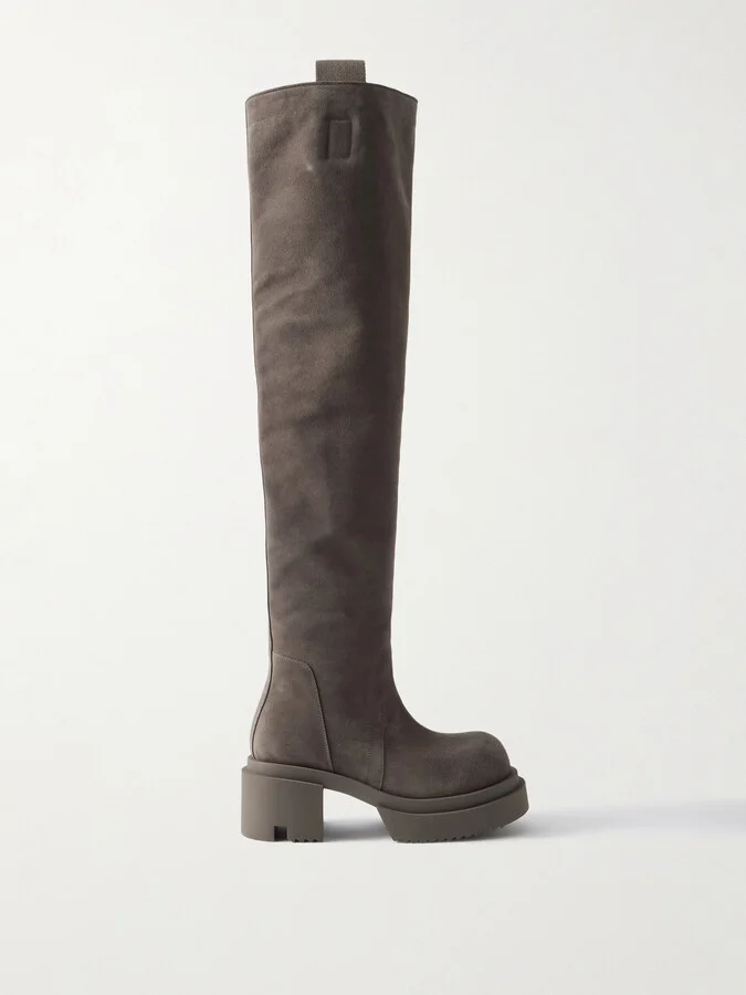 Rick Owens - Wader Bogun Suede Over-the-knee Platform Boots - Brown