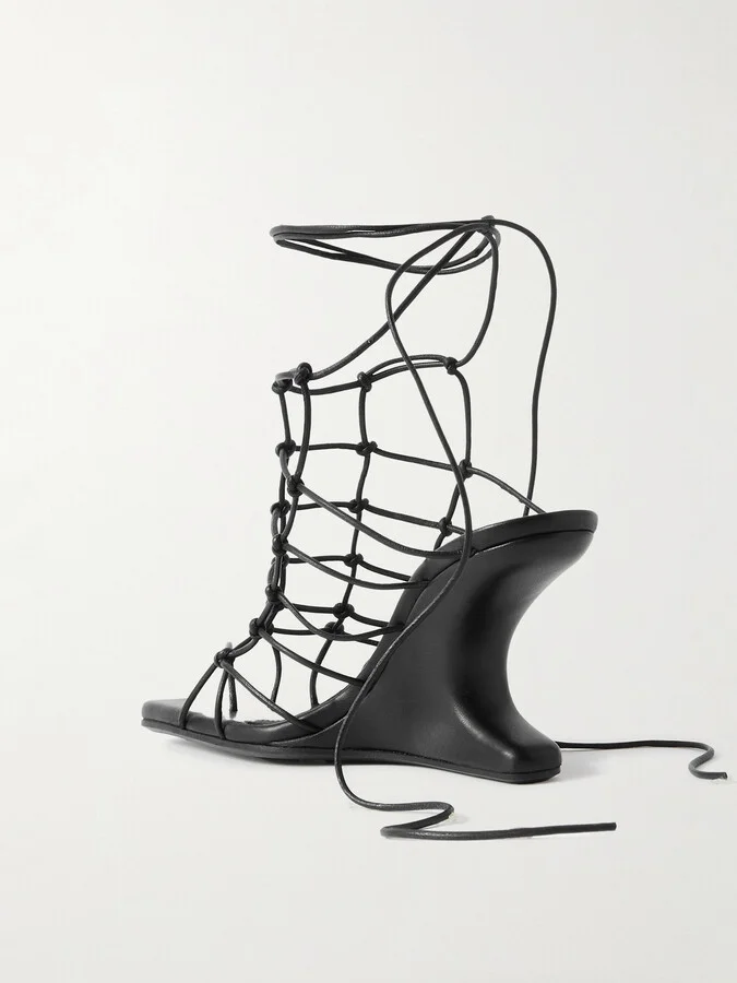 Rick Owens - Web Cantilever Knotted Leather Sandals - Black - Image 3
