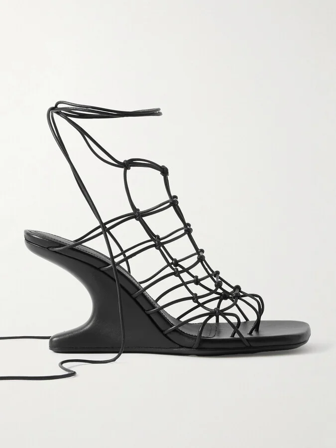 Rick Owens - Web Cantilever Knotted Leather Sandals - Black