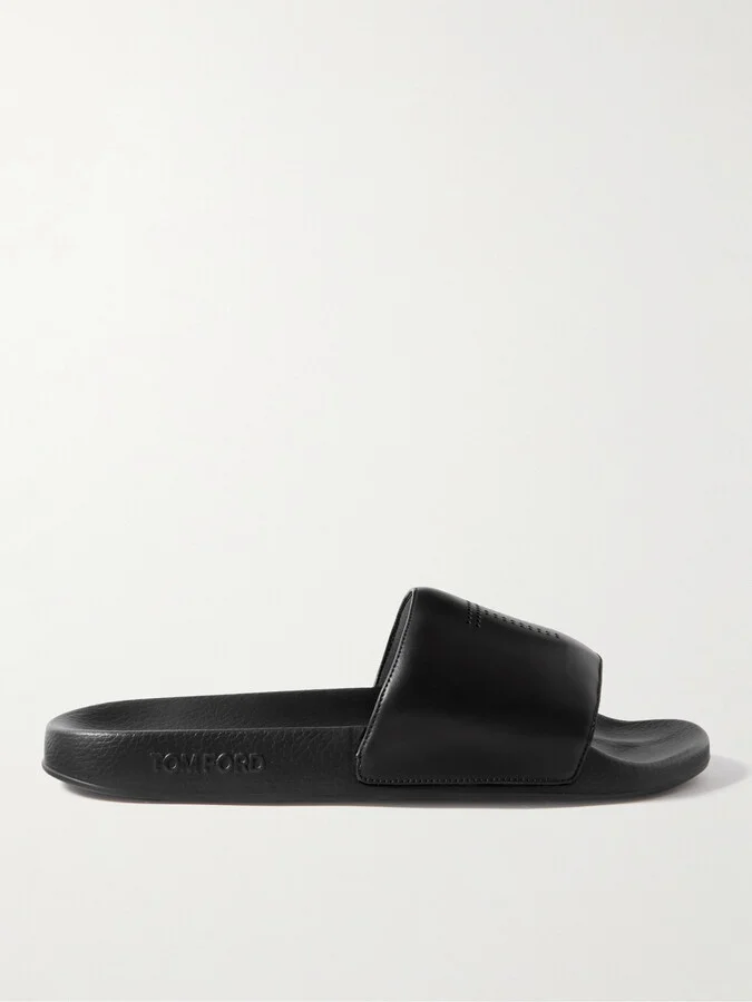 Ricky Logo-Perforated Leather Slides