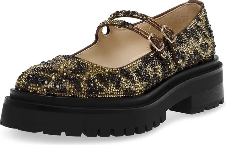 Rico Womens US 8 Brown Rhinestone Mary Jane Shoes ZPO2742