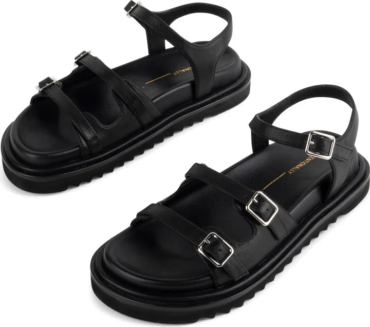 Ricoya Leather Sandal- Black